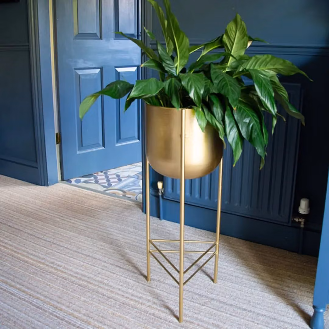 Madison & Mayfair Gold Metal Round Tabletop Planter with Stand, W/D/H: 28.0 x 28.0 x 73.0 cm – 2