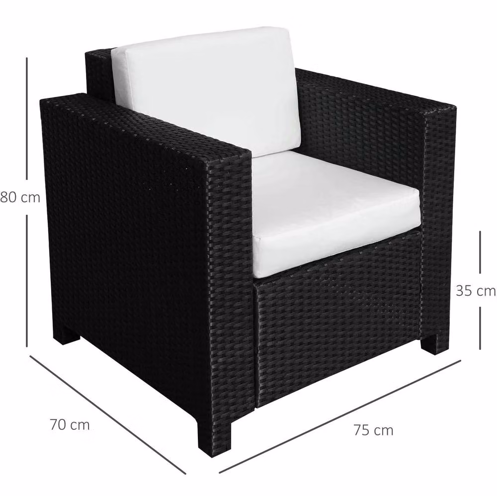 STILVORA Black Rattan and Metal Armchair with Cushions – 2