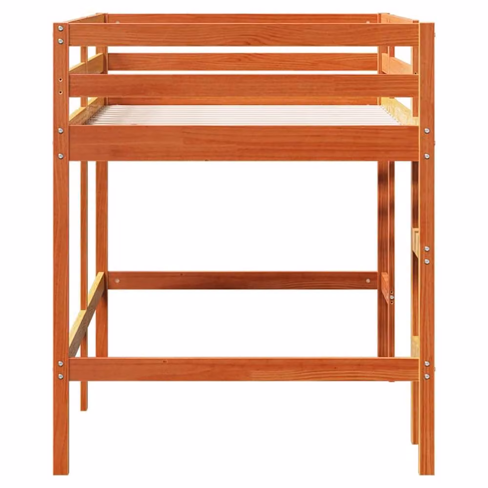 Berkfield Home Kids Loft Bed in Waxed Brown Solid Pine with Ladder, W/D/H: 200 x 80 x 166.5 cm – 4