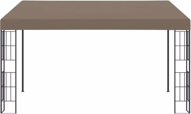 Berkfield Home Wall-mounted Gazebo in Beige Fabric, W: 400 cm, D: 300 cm, H: 262 cm – 1