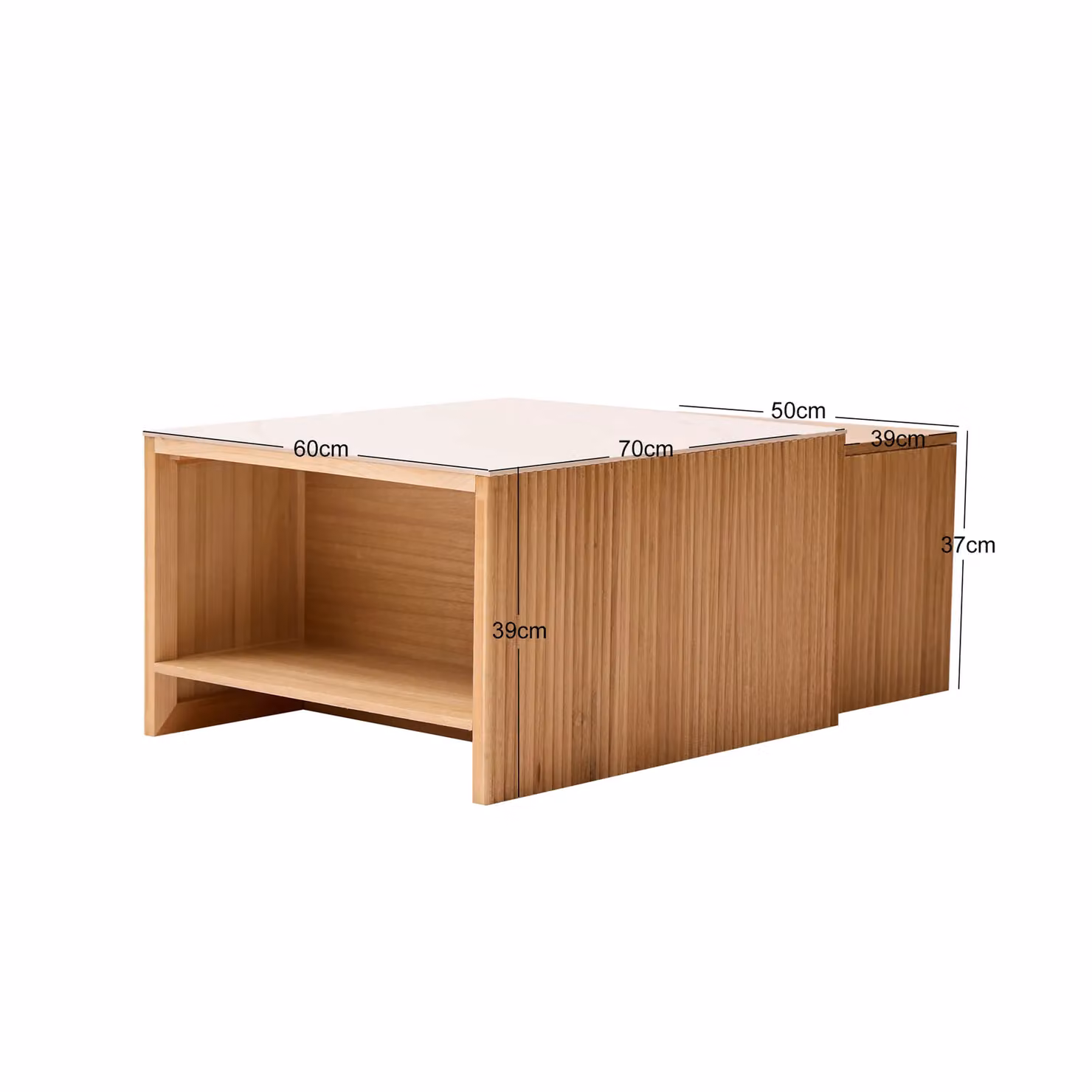 Nordlys Set of 2 Modern Wooden Coffee Tables with Nested Tops and Storage in Brown – 3