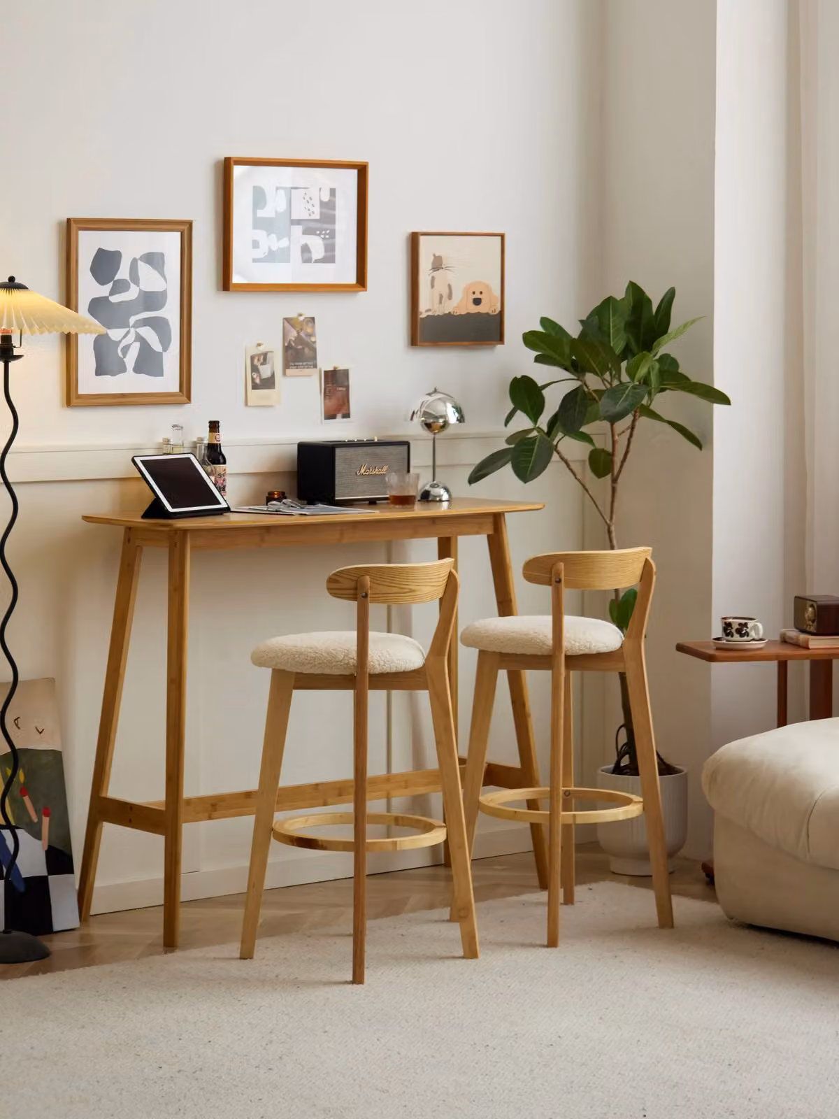 Victoria M Set of 2 Scandinavian White Solid Wood Bar Stools – 2