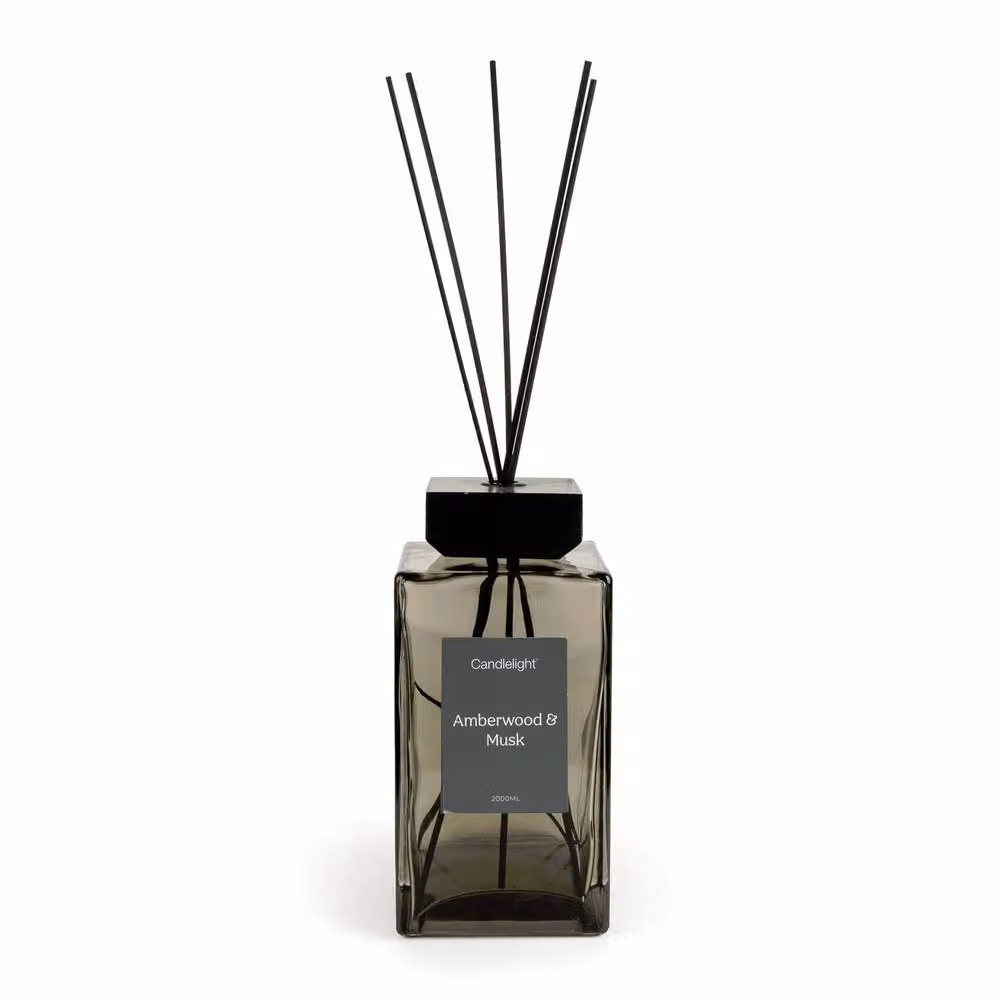 Candlelight XL Square Reed Diffuser 2L Amberwood & Musk in Black – 2