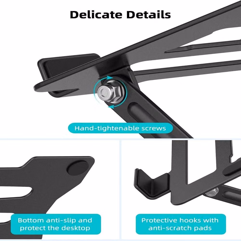 SPETLEK 360 Degree Metal Portable Laptop and Tablet Stand Riser Bracket in Black – 4