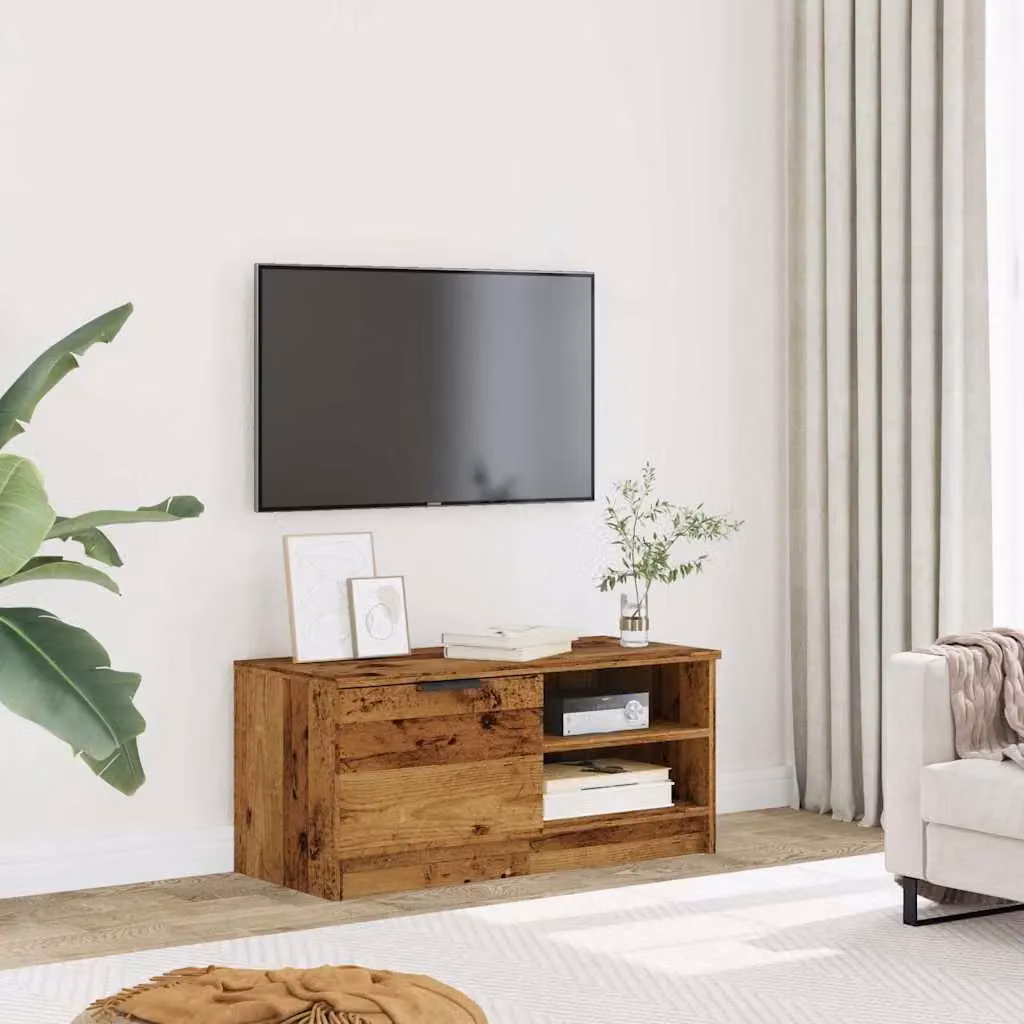 Berkfield Home Rustic TV Cabinet in Brown, W: 80 cm, D: 35 cm, H: 36.5 cm – 3