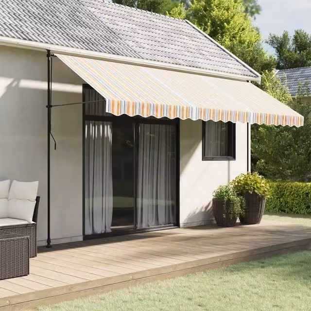 Berkfield Home Replacement Awning Fabric in Multicolour Stripe, Polyester, W/D/H: 4.5 x 3.5 m