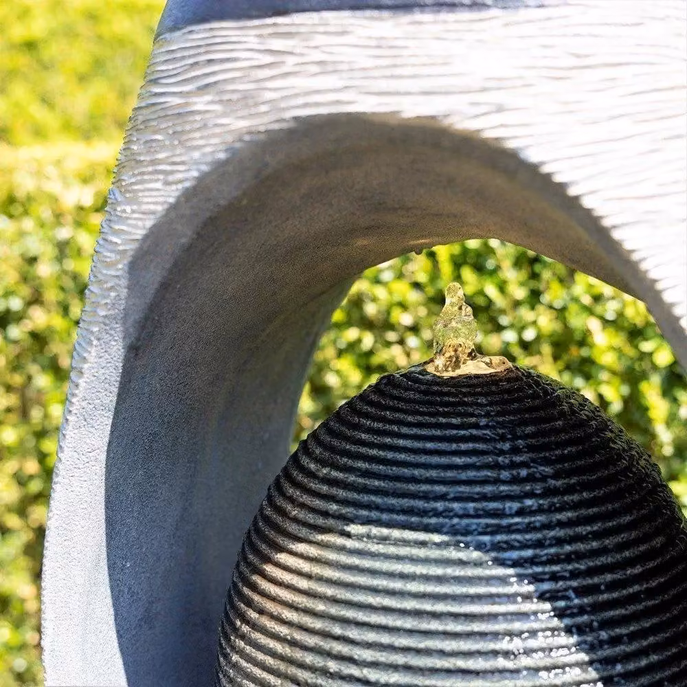Primrose Nazare Oval Cascade Water Feature with Lights in Grey, Height: 75.5 cm – 5