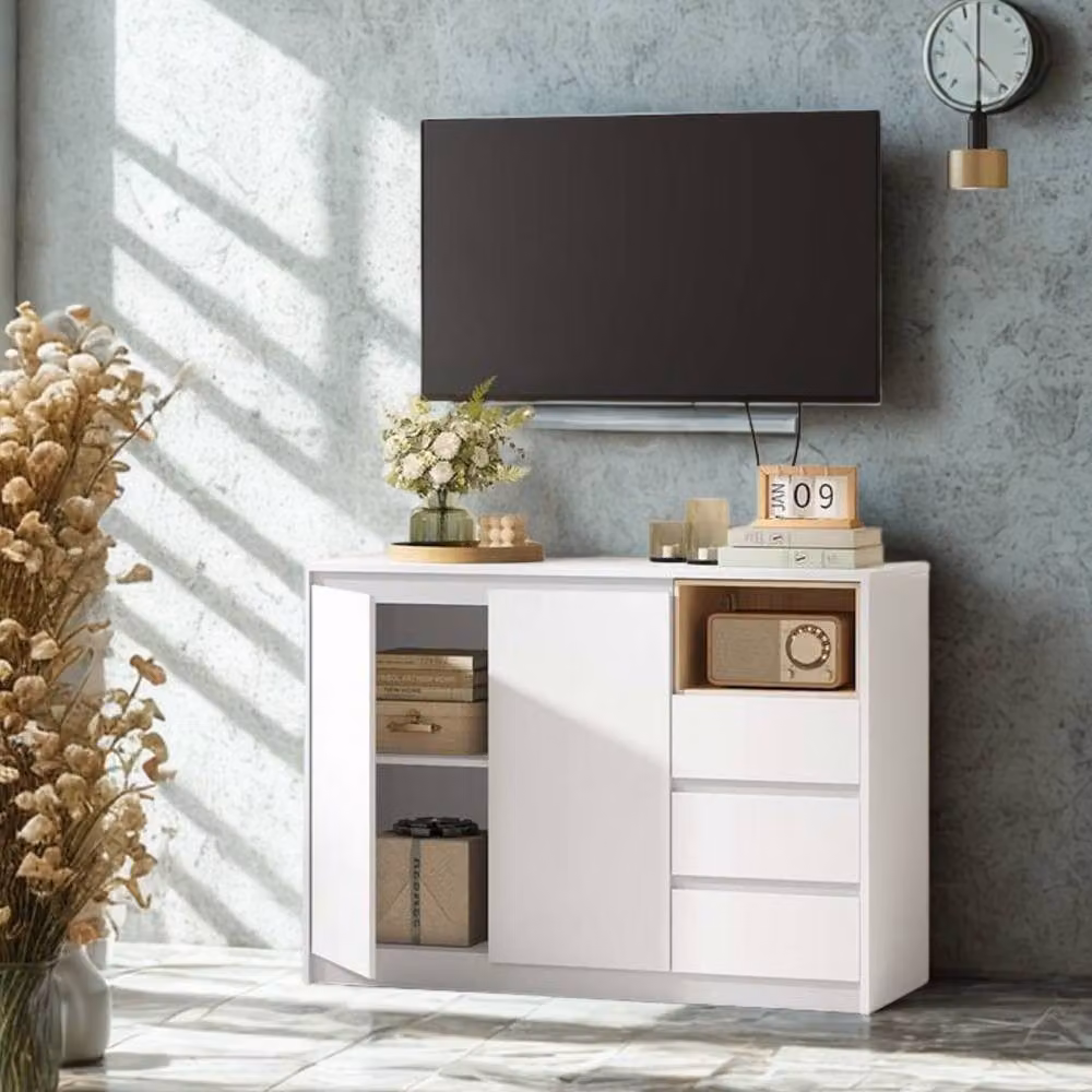 Pirlo Plush Modern Sideboard Buffet Cabinet in White Matt – 3