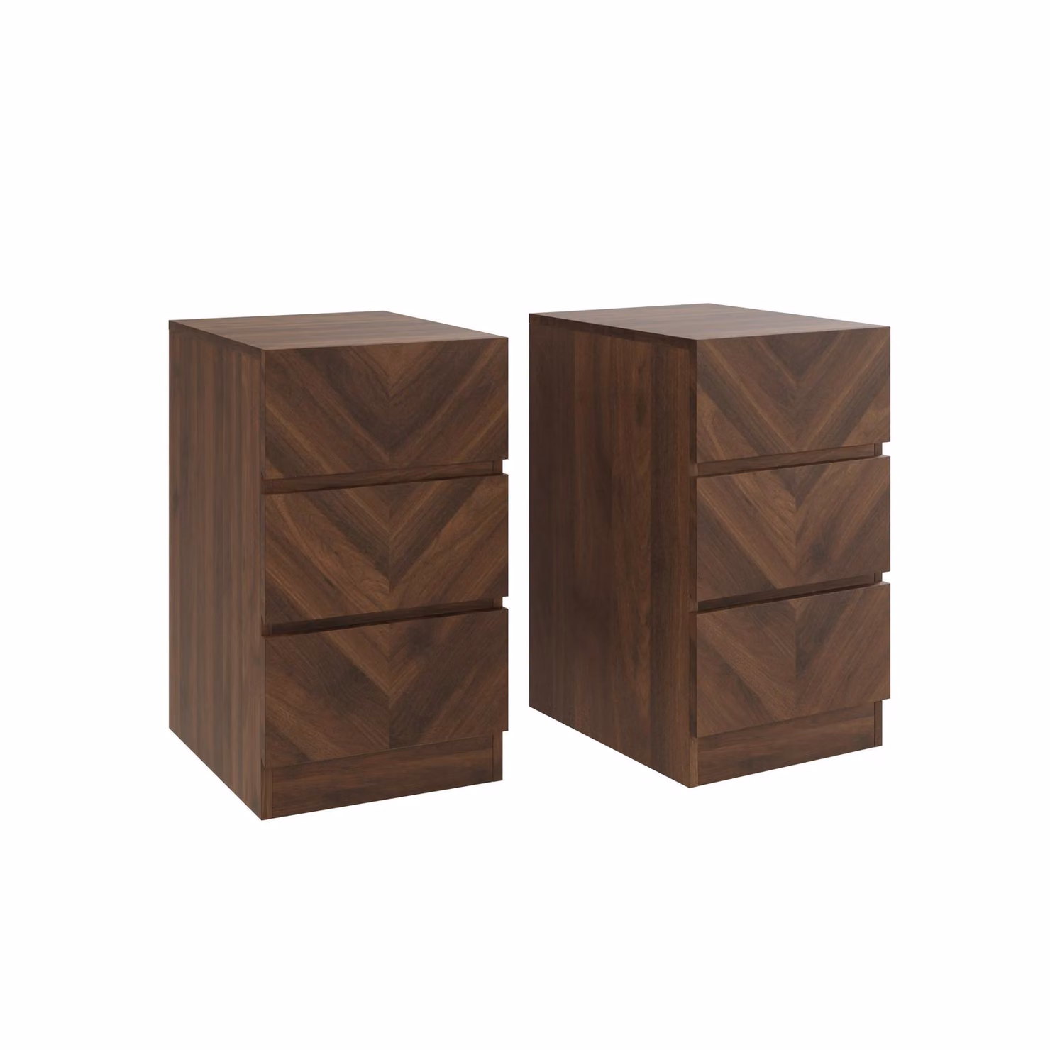 GFW Catania Pair of 3 Drawer Bedside Tables in Walnut – 2