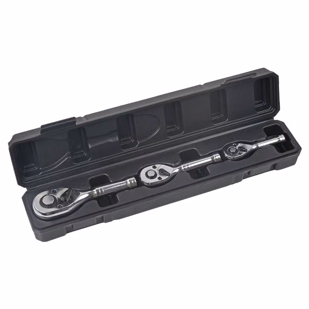 Nordara 3-Piece Stubby Reversible Ratchet Handle Set in Silver – 3