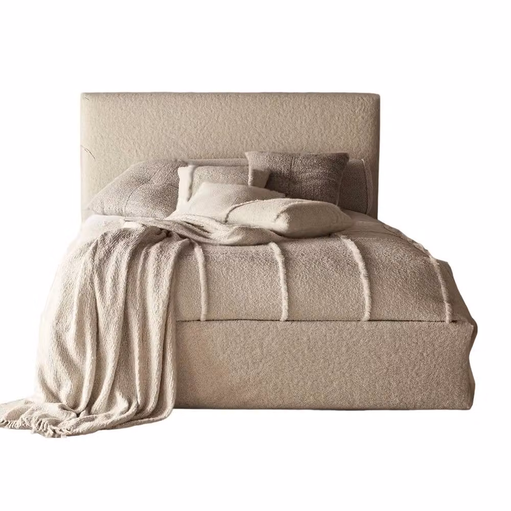 KDMD Beeston Boucle Upholstered Platform Mink Bed Frame in Beige, Single – 2