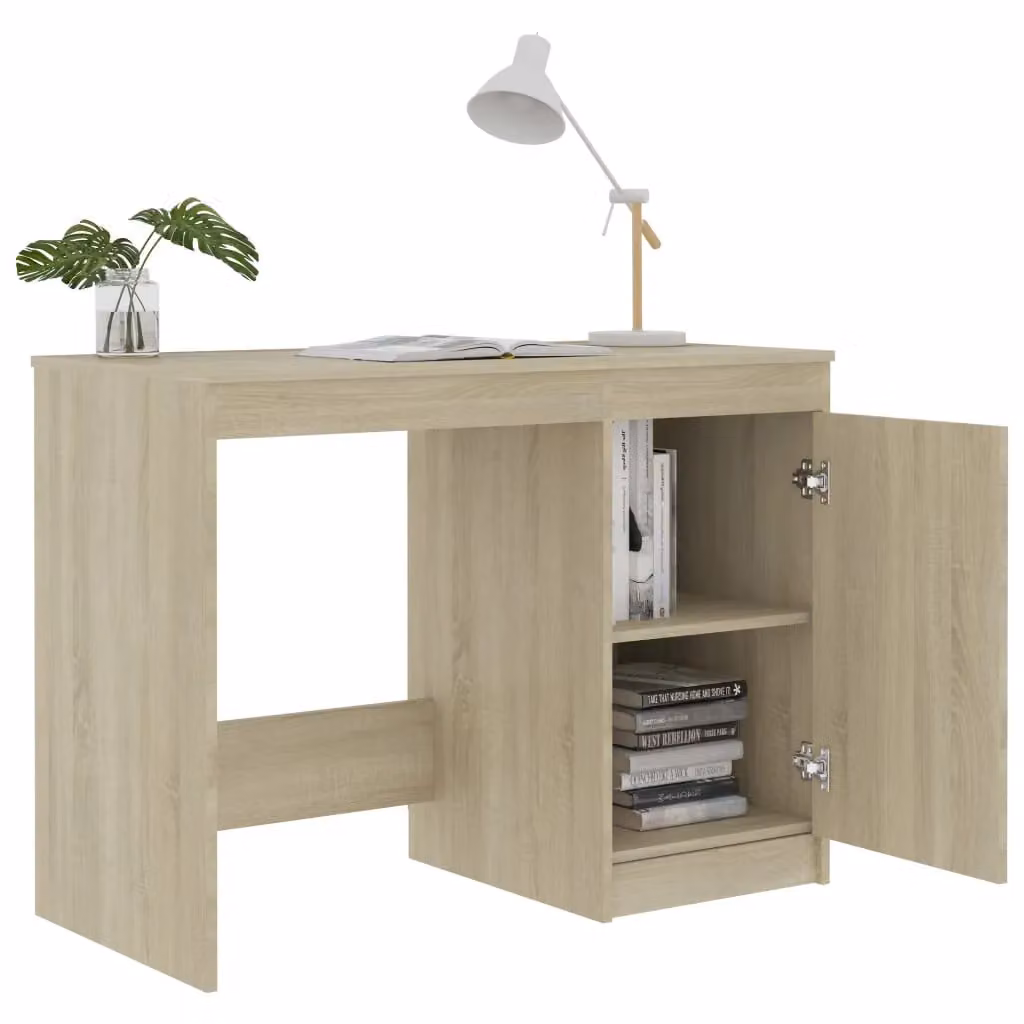 Berkfield Home Writing Desk in Sonoma Oak Brown, W/D/H: 100 x 50 x 76 cm – 3