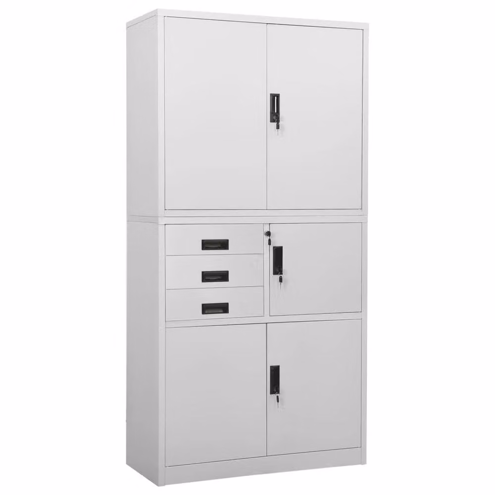 Berkfield Modern Home Office Steel Cabinet in Matt Grey, W/D/H: 90 x 40 x 180 cm – 1