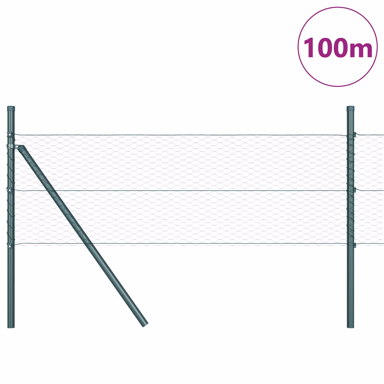 Berkfield Home Green Powder-Coated Steel Hexagon Fence, H: 0.8 m x L: 100 m – 1