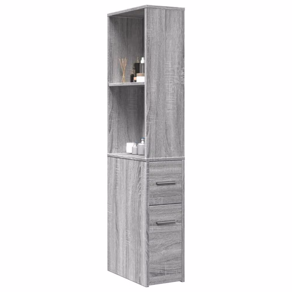 Berkfield Home Narrow Freestanding Bathroom Cupboard with Wheels in Grey Sonoma Engineered Wood – 2