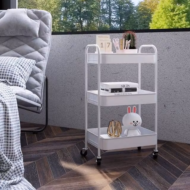 Kelvenix 3 Tier Rolling Utility Storage Trolley in White – 1
