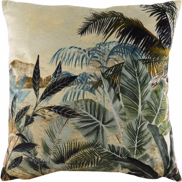 Make it a Home Kibale Scene Tropical Multicolour Floral Square Cushion with Polyester and Feather Filling