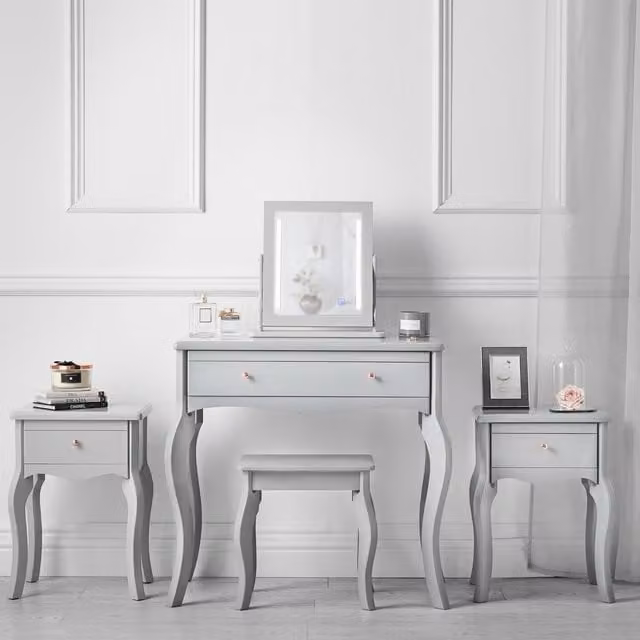 Carme Modern 5 Piece Dressing Table Set in Grey Matt Finish