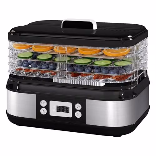 Spector Compact 5-Tray Food Dehydrator in Black, 450W with LED Touch Control and Timer