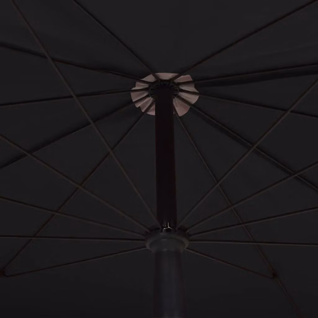Berkfield Home Garden Parasol with Pole, Black, W: 200 cm, D: 130 cm – 2