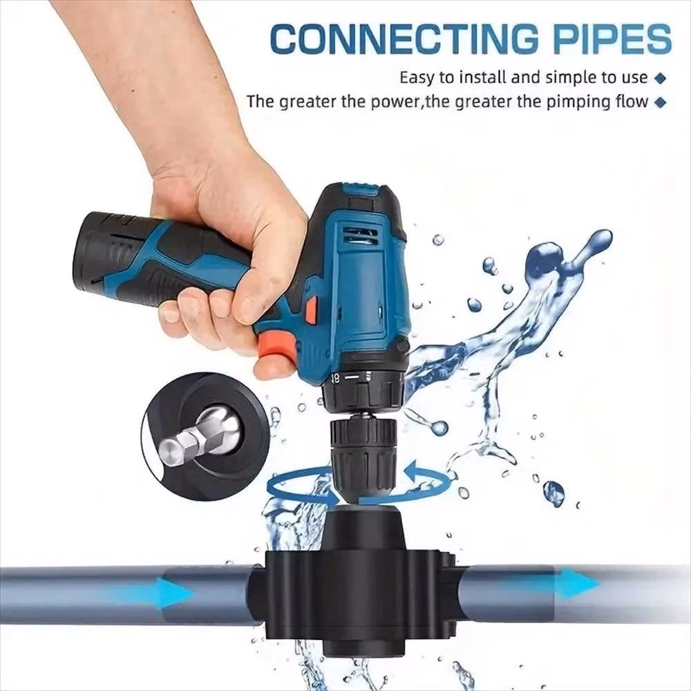 FLAVORA Portable Electric Self-Priming Drill Pump in Black – 3