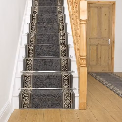 runrug Tribal Stair Runner Carpet in Grey, W: 60 cm, L: 600 cm
