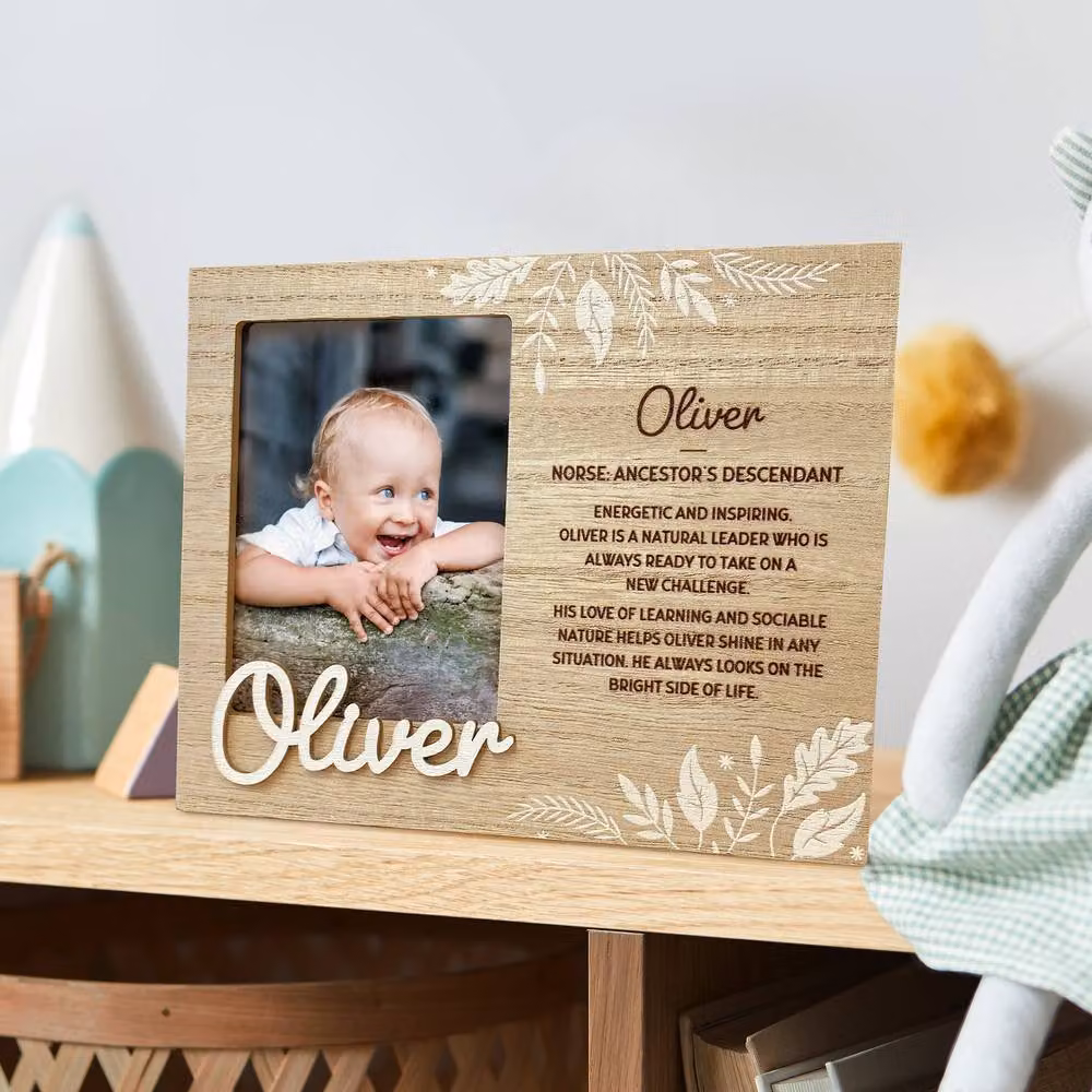 History & Heraldry Elsie Pre-personalised Child's Floral Picture Frame, Brown, W/H: 11 x 8.5 cm – 2