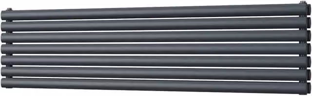 Omeara Axis Anthracite Horizontal Double Panel Radiator, W: 160 cm, H: 40.6 cm, D: 40.6 cm