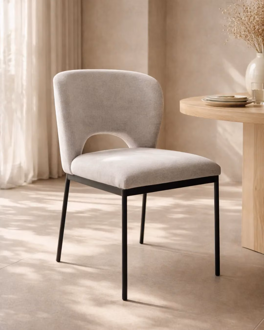 Tommy Franks Modern Dining Chair in Grey and Black Fabric with Metal Legs, Set of 2