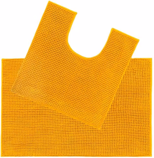 Allure Bath Fashions Supersoft Chenille Bobble Two Piece Bath and Pedestal Mat Set in Yellow