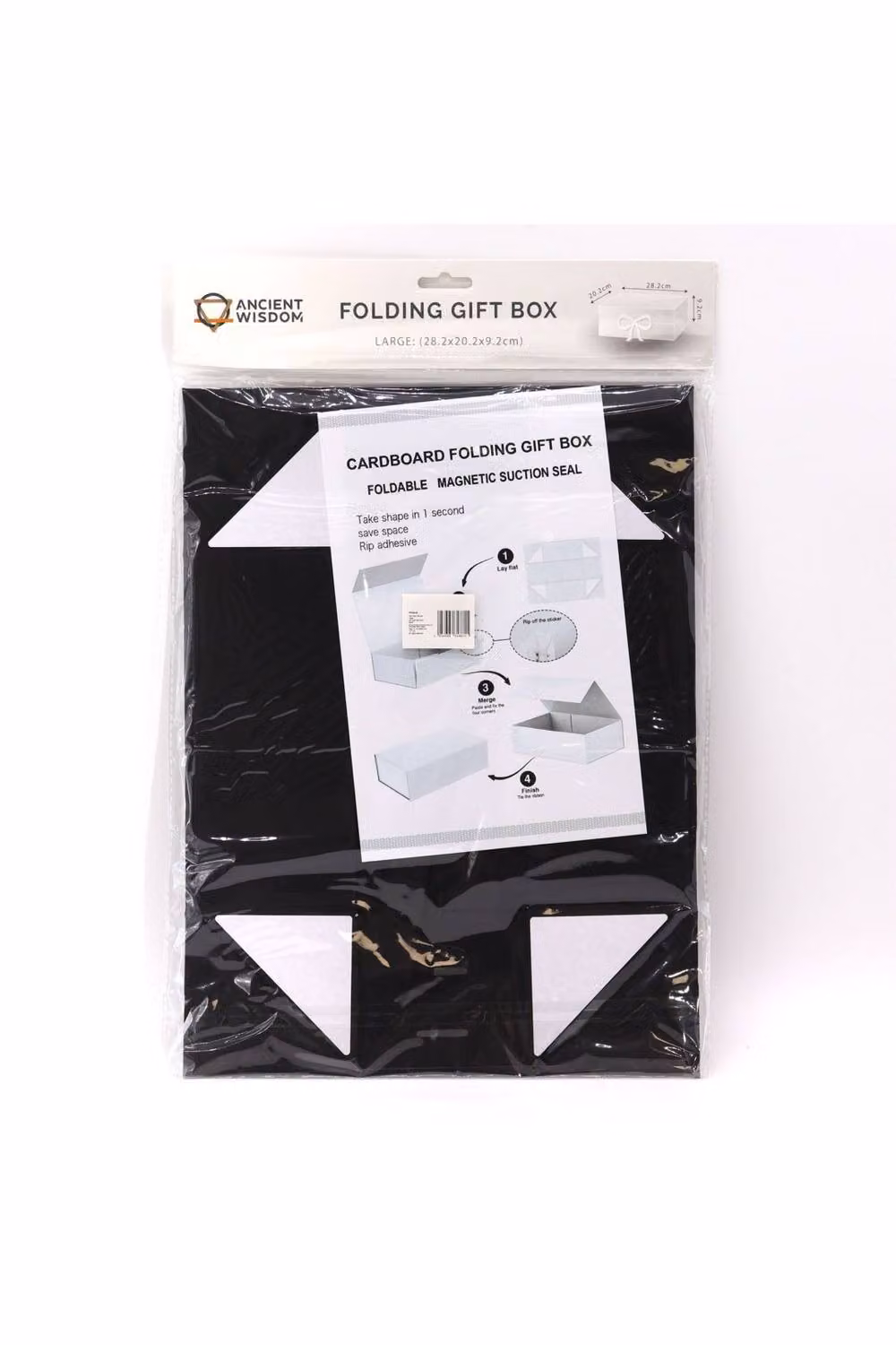 KDMD Large Black Paper Flat Pack Gift Box W: 28.2 cm, D: 20.2 cm, H: 9.2 cm – 2