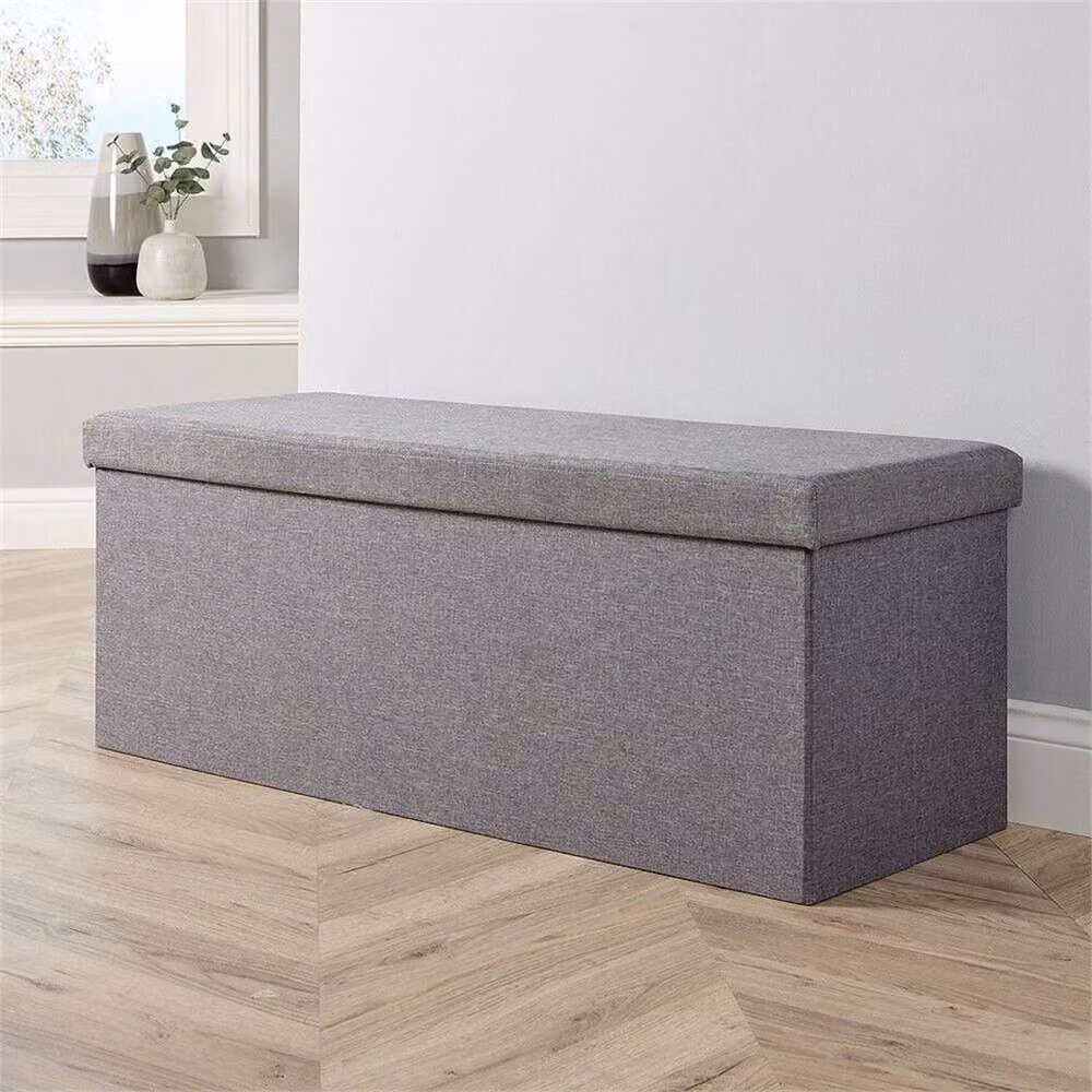 Nordara Extra Large Grey Fabric Folding Ottoman Storage Chest – 3