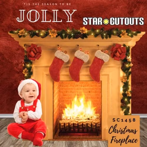 Star Cutouts SC1458 Fireplace Festive Christmas Cardboard Cutout Display, Multicolour, Height: 101 cm – 6