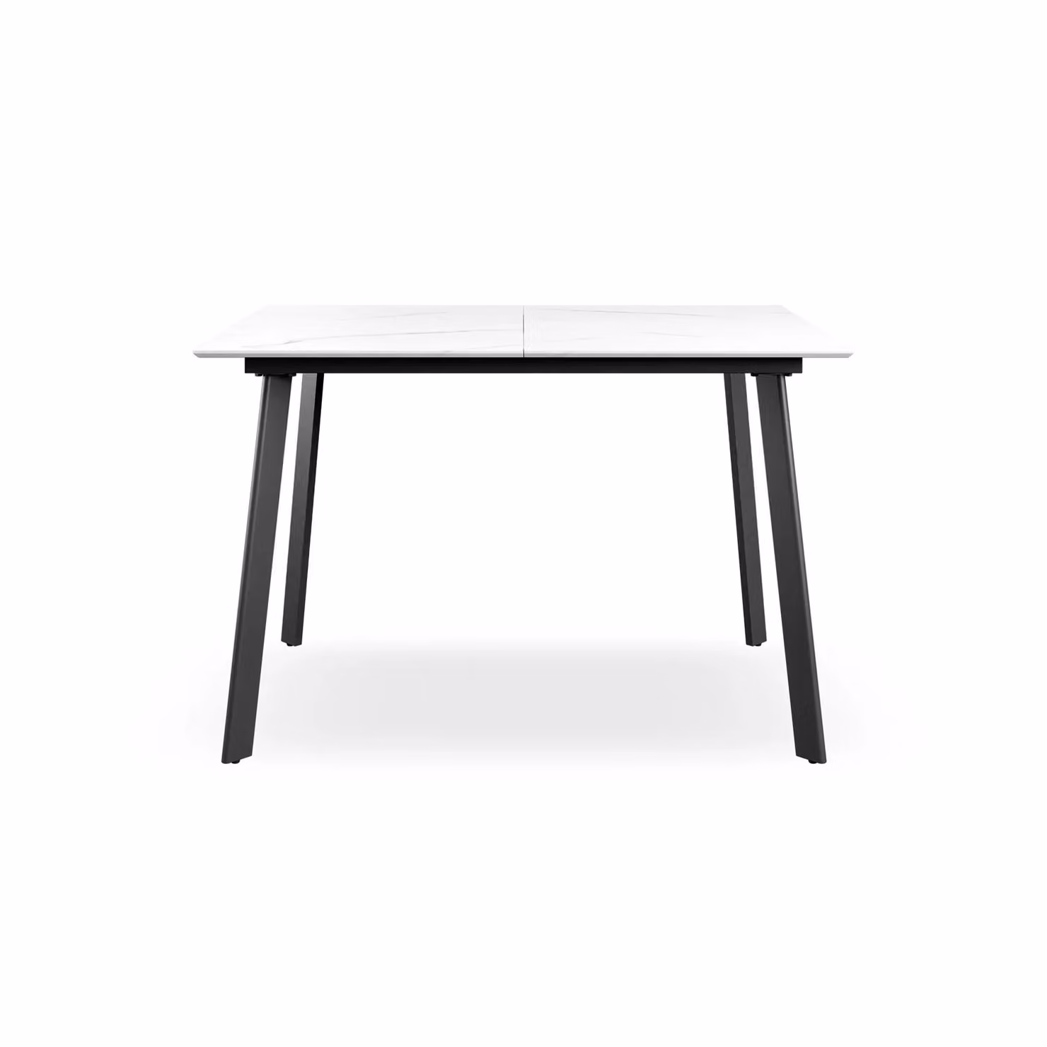 More4Homes Haydon Extending Dining Table and 4 Nova Velvet Chairs Set, White Marble Effect Top with Black Legs and Beige Chairs, W: 120 cm, D: 80 cm, H: 76 cm – 2