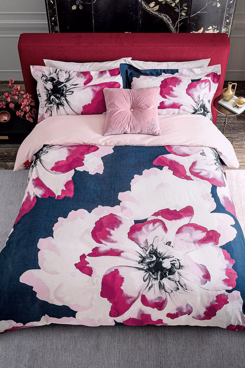 Ted Baker Pink Cotton Velvet Button Cushion, W/D/H: 50 x 50 x 50 cm – 5