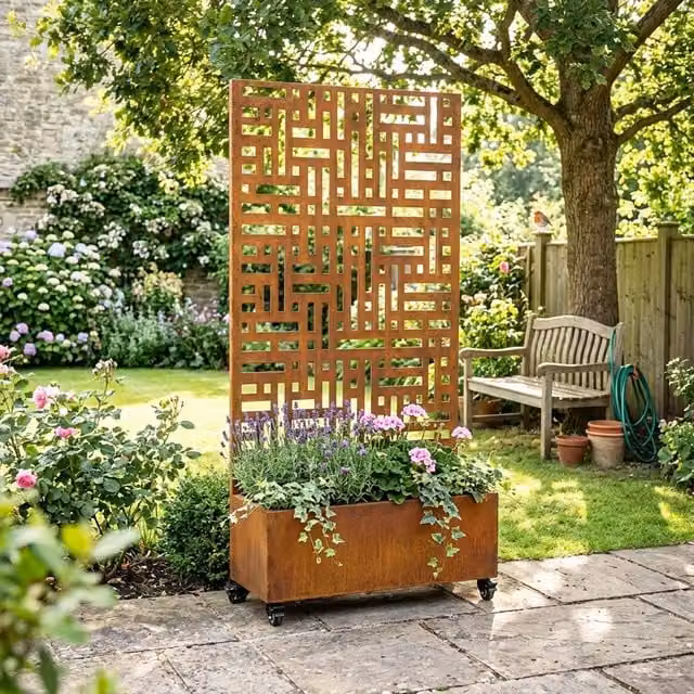Nicoman Metal Freestanding Outdoor Privacy Screen and Garden Divider, H 180 cm x W 90 cm, Black, Anthracite or Brown – 1