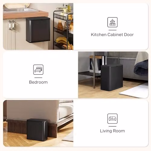 HOMCOM 8L Hanging Kitchen Bin in Black Stainless Steel with Touch Lid and Removable Inner Bucket – 6
