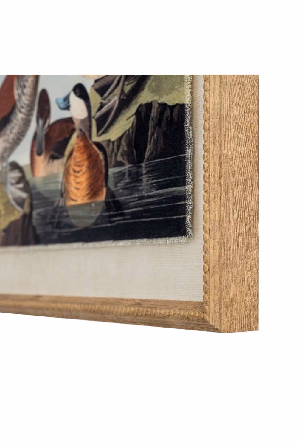 KDMD Flora & Fauna Ducks on Linen Art with Beaded Frame in Brown and Multicolour – 2