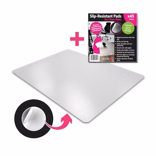 Floortex Cleartex Unomat Anti-Slip Rectangular Polycarbonate Chair Mat for Hard Floors and Carpet Tiles, Transparent, W: 116 cm x D: 150 cm – 1