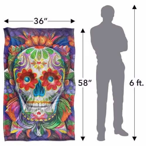 JQ Licensing Colorful Sugar Skull Super Soft Fleece Throw Blanket, Multicolour, W/D/H: 91 x 147 cm – 3