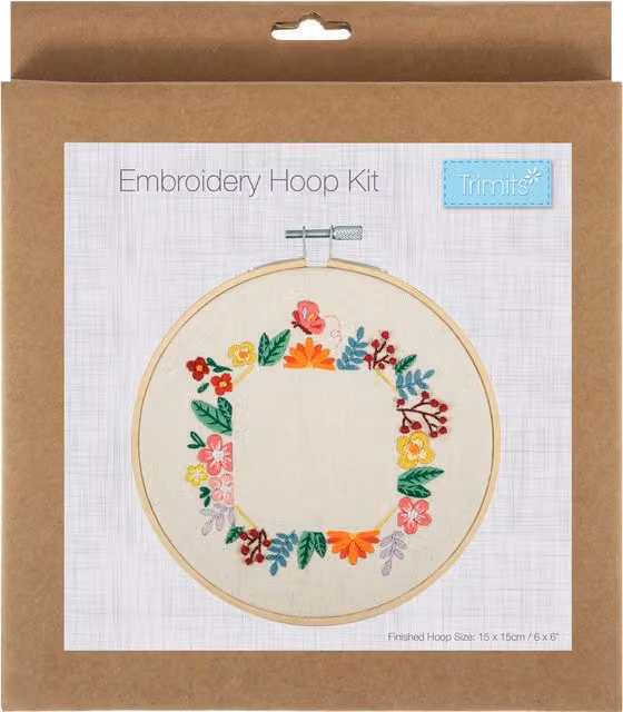 Trimits Embroidery Hoop Kit with Floral Photo Frame in Multicolour and White
