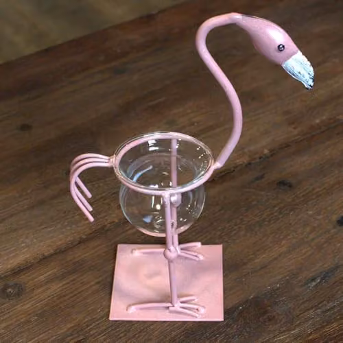 Ancient Wisdom Pink and Red Metal Flamingo Hydroponic Tabletop Decor – 2