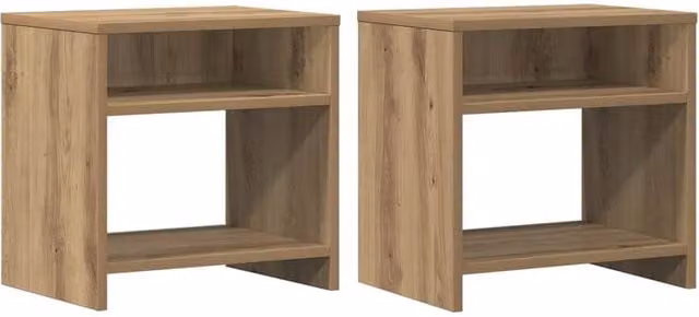 Berkfield Home Set of 2 Artisan Oak Bedside Cabinets in Brown, W/D/H: 40 x 30 x 40 cm – 1