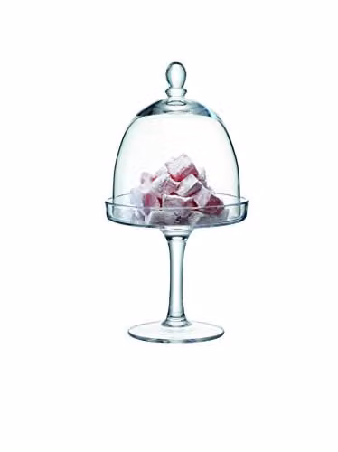 LSA International Serve Stand and Dome in Transparent Mouthblown Handmade Glass, Diameter: 15 cm/14 cm