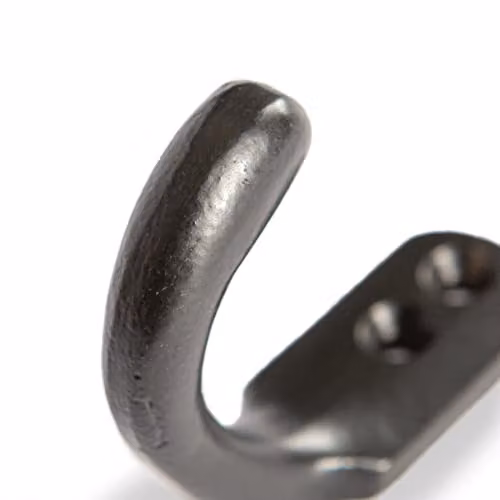 Hammer and Tongs Powder-Coated Iron Single Coat Hook in Black, H: 55mm, W: 20mm – 2
