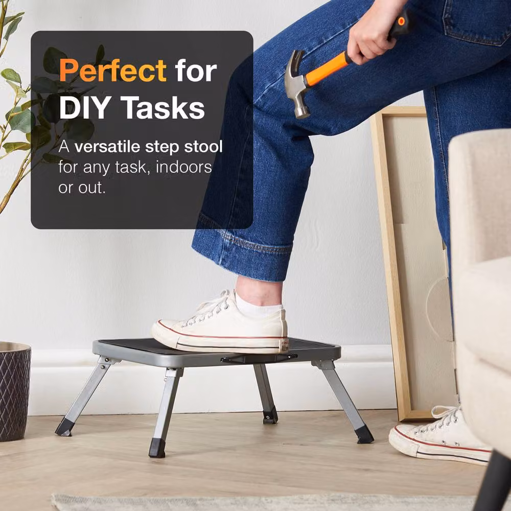 MasterWorx Foldable Steel Step Stool in Grey with 150kg Max Load – 2