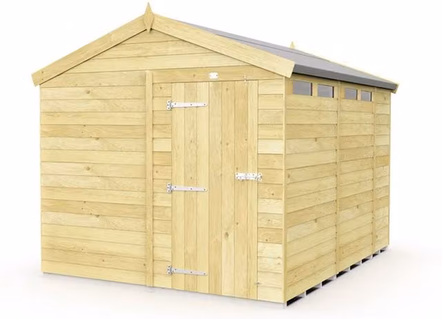 Buttercup Farm Apex Security Wooden Shed in Brown with Single Door, W231 x D302 x H217 cm