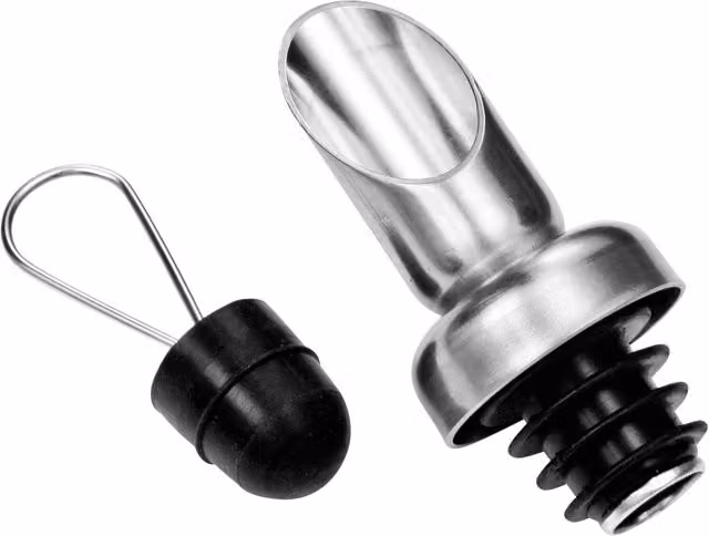 Orsina Non-Drip Stainless Steel and Plastic Wine Pourer and Stopper in Silver or Black
