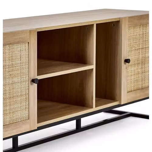 Julian Bowen Padstow Retro Rattan and Oak 2 Door TV Cabinet, Oak – 3