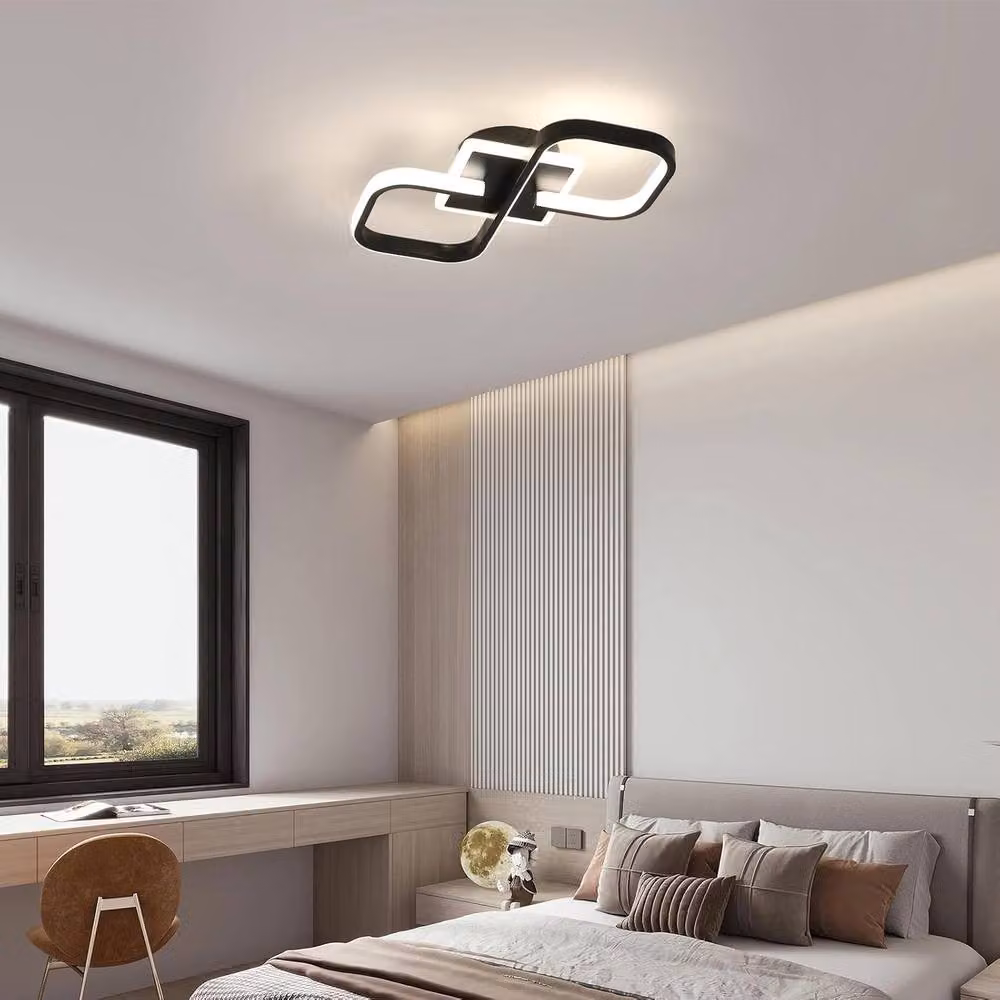Goeco Modern LED Ceiling Light, 36W, Black Acrylic and Metal, 4500K – 2